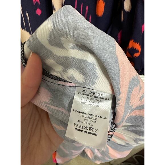 Vilagallo Kira dress in lombok babydoll mini navy print size 38 $198 - Picture 4 of 5